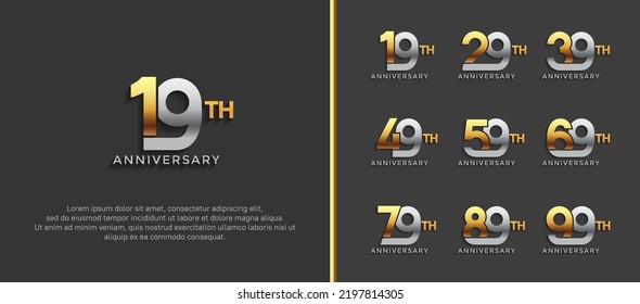 juego de aniversario logotipo plata y color oro sobre fondo negro para momento de celebración