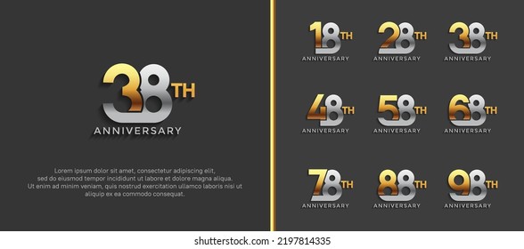 juego de aniversario logotipo plata y color oro sobre fondo negro para momento de celebración