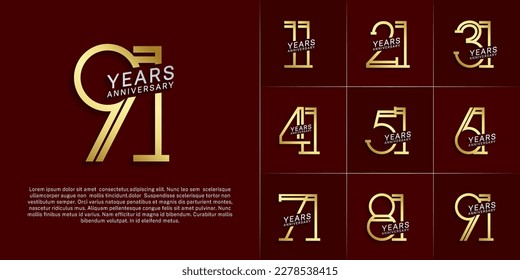 set of anniversary logotype silver and gold color for special celebration event