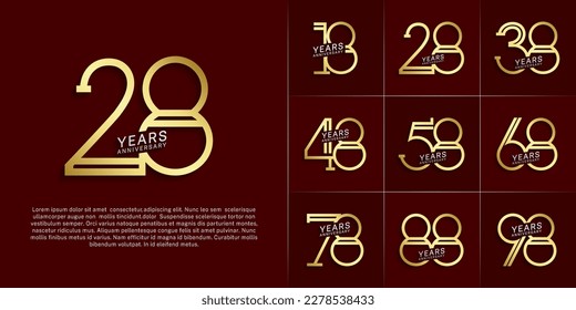 set of anniversary logotype silver and gold color for special celebration event