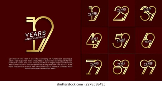 juego de aniversario logotipo plata y color oro para evento de celebración especial