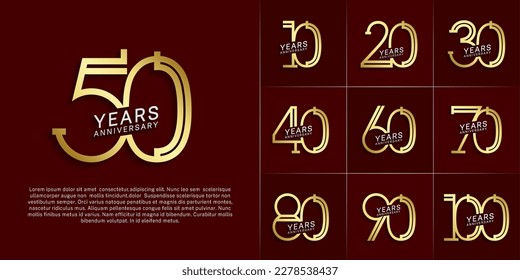 juego de aniversario logotipo plata y color oro para evento de celebración especial