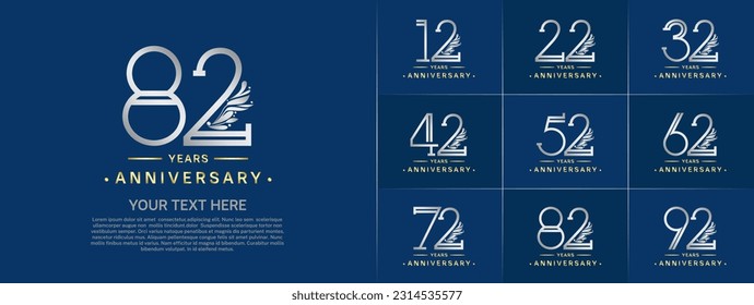 juego de aniversario logotipo plata y color dorado y adorno para celebración especial