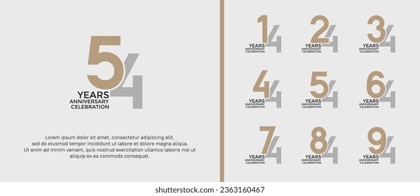 set of anniversary logotype silver and gold color on white background for celebration moment