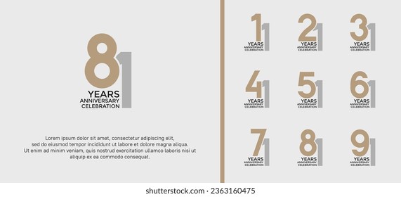 set of anniversary logotype silver and gold color on white background for celebration moment
