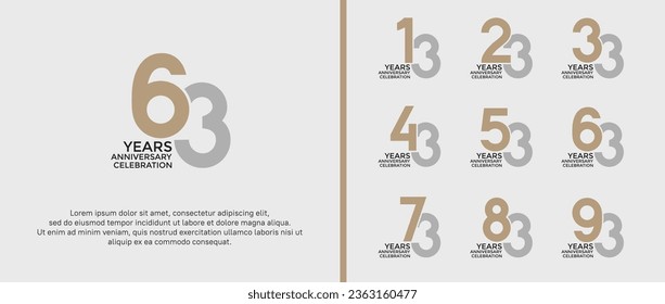 set of anniversary logotype silver and gold color on white background for celebration moment