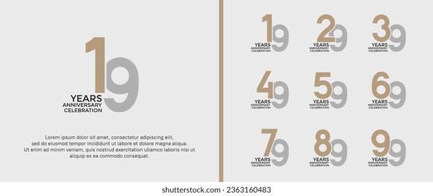 set of anniversary logotype silver and gold color on white background for celebration moment