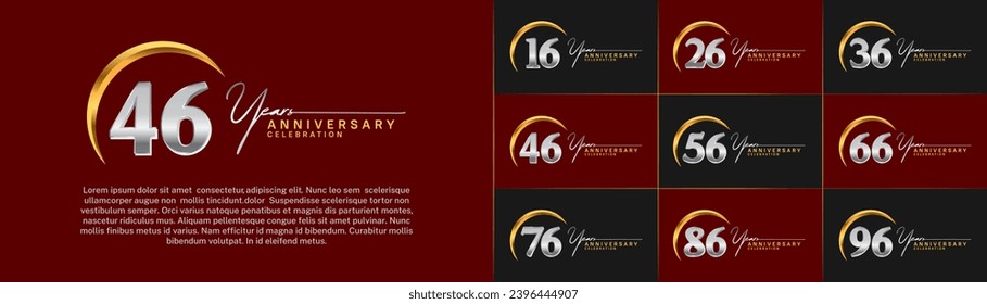 Set of Anniversary Logotype silver and gold color can be use for special day celebration