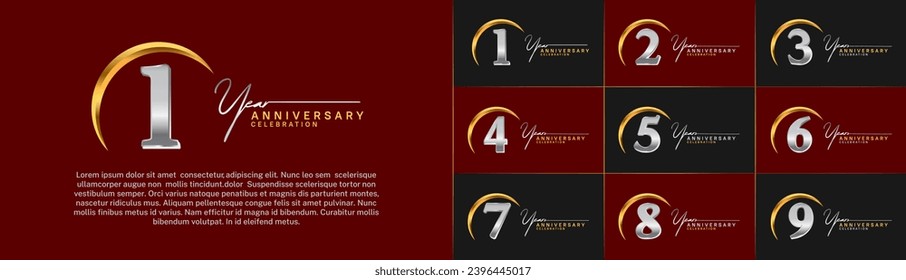 Set of Anniversary Logotype silver and gold color can be use for special day celebration