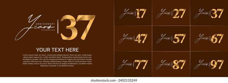 Juego de Aniversario Logotipo plata y color dorado se pueden usar para celebración de día especial