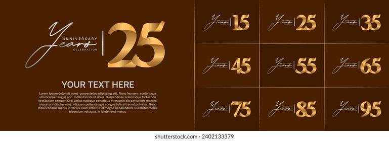 Set of Anniversary Logotype silver and gold color can be use for special day celebration