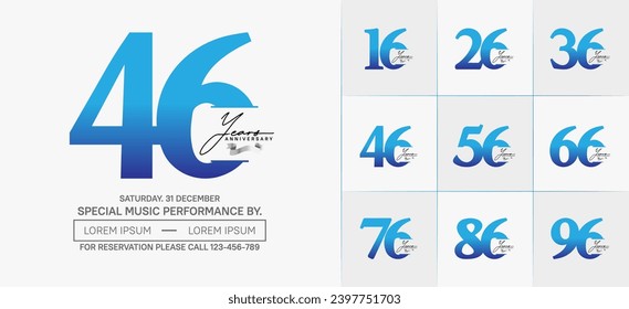 Logotipo de juego de Aniversario con cinta de plata, color azul puede ser usado para celebración de día especial