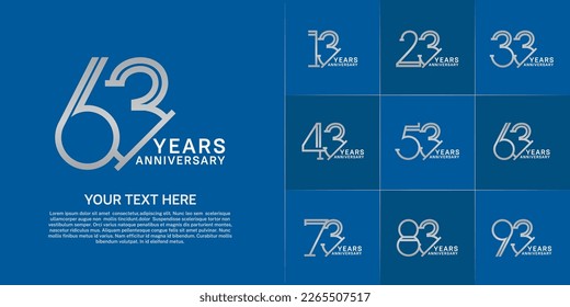 set of anniversary logotype silver and white color for special celebration event