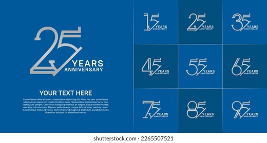 set of anniversary logotype silver and white color for special celebration event