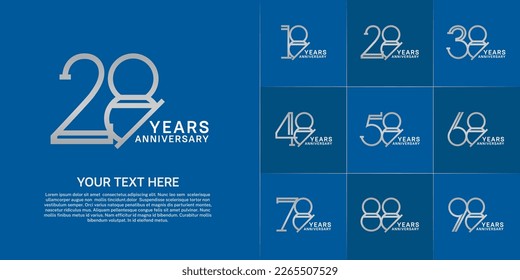 set of anniversary logotype silver and white color for special celebration event