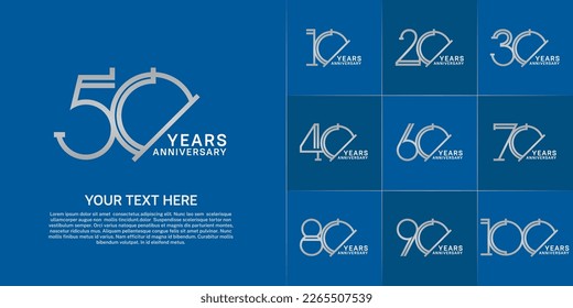 set of anniversary logotype silver and white color for special celebration event