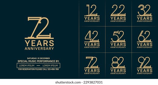 set of anniversary logotype soft brown color for special celebration event