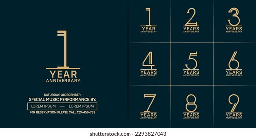 set of anniversary logotype soft brown color for special celebration event