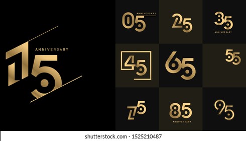 Set of anniversary logotype with some variation. Golden anniversary celebration emblem design for booklet, leaflet, magazine, brochure poster, web, invitation or greeting card. Vector illustration.
