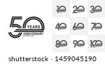 set of anniversary logotype style with black color for celebration event, wedding, greeting card, and invitation