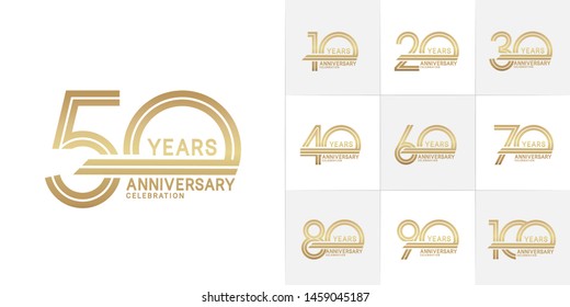 Set Anniversary Logotype Style Golden Color Stock Vector Royalty Free Shutterstock