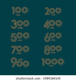 set of anniversary logotype style golden color for celebration event, wedding, greeting card, and invitation