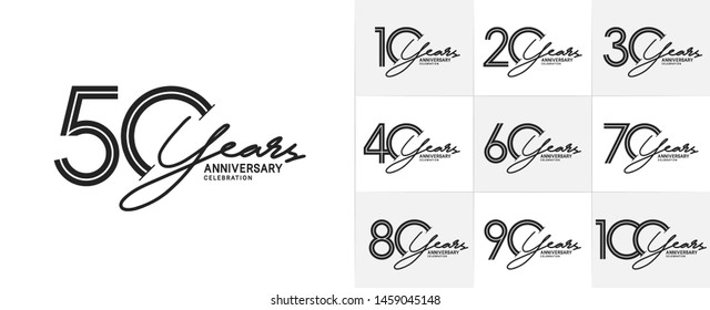 set of anniversary logotype style with handwriting black color for celebration event, wedding, greeting card, and invitation