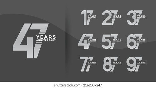 set anniversary logotype style with silver color on black background for celebration moment