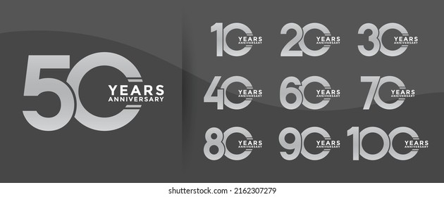 set anniversary logotype style with silver color on black background for celebration moment