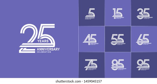 set of anniversary logotype style with white color for celebration event, wedding, greeting card, and invitation