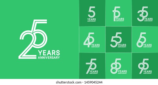 set of anniversary logotype style with white color for celebration event, wedding, greeting card, and invitation