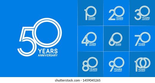 set of anniversary logotype style with white color for celebration event, wedding, greeting card, and invitation