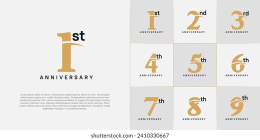 Set of Anniversary Logotype with swoosh, brown and black color can be use for special day celebration