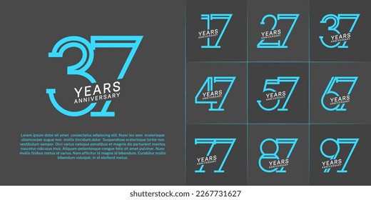 conjunto de logotipos de aniversario color blanco y azul para la celebración especial