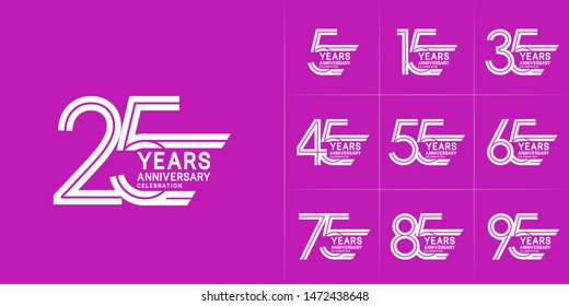 set of anniversary logotype with white color for celebration purpose and special moment