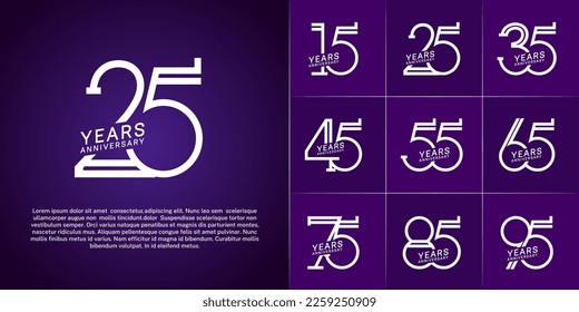set of anniversary logotype white color for special celebration event