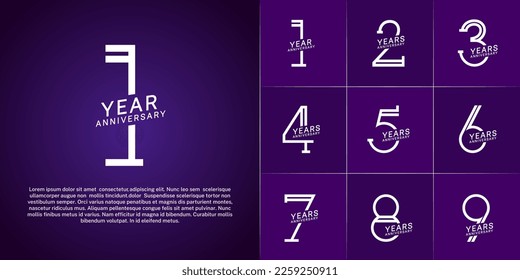 set of anniversary logotype white color for special celebration event