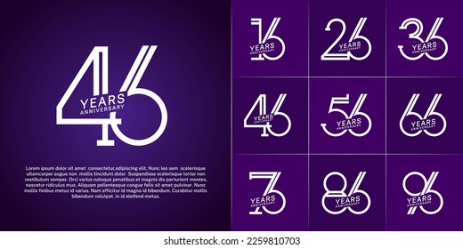set of anniversary logotype white color for special celebration event
