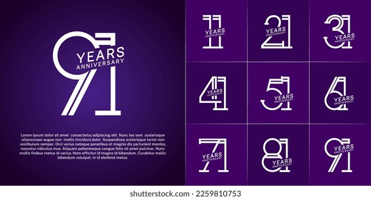 set of anniversary logotype white color for special celebration event