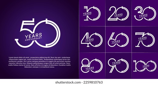 set of anniversary logotype white color for special celebration event
