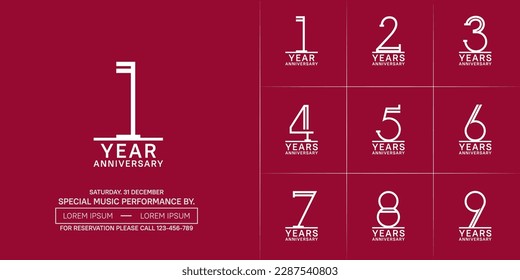 set of anniversary logotype white color for special celebration event