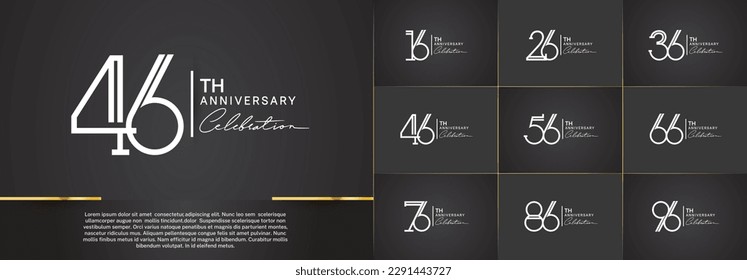set of anniversary logotype white color and handwriting for special celebration event