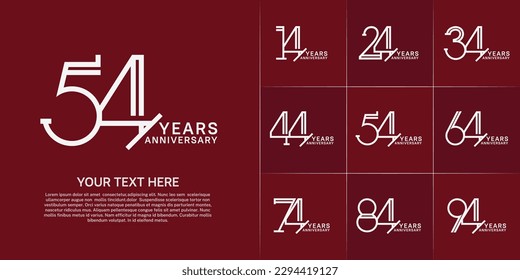 set of anniversary logotype white color for special celebration event