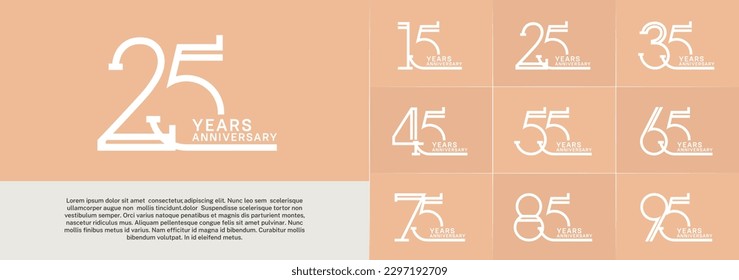 set of anniversary logotype white color for special celebration event