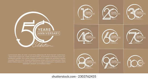 set of anniversary logotype white color with handwriting for special celebration event