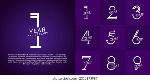 set of anniversary logotype white color for special celebration event