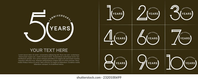 set of anniversary logotype white color for special celebration event