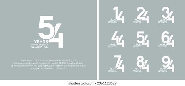 set of anniversary logotype white color on soft background for celebration moment