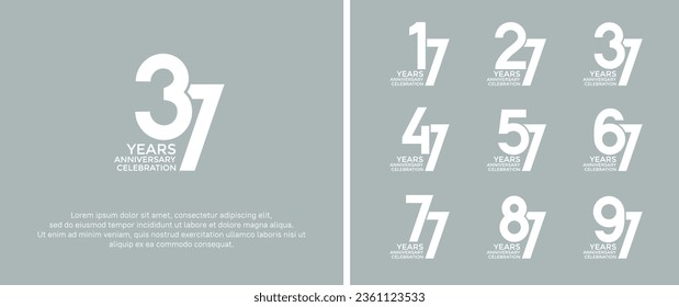 set of anniversary logotype white color on soft background for celebration moment