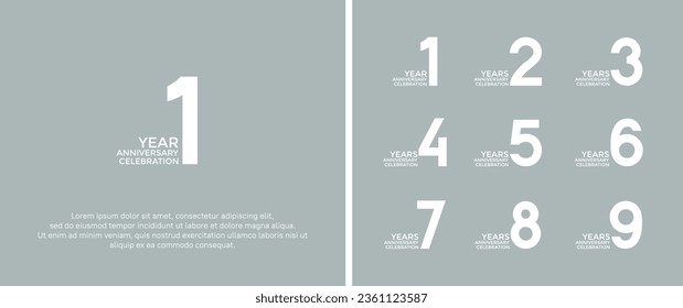 set of anniversary logotype white color on soft background for celebration moment
